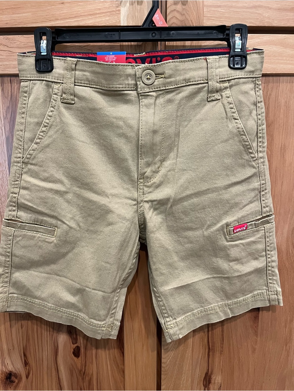 Levi's Kids Khaki Canvas Shorts with Red Logo Trim